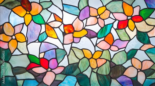 Colorful Stained Glass Floral Panel Design