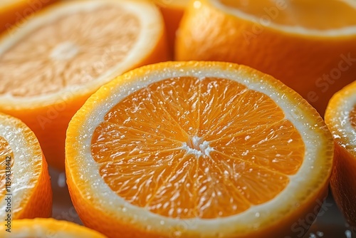 A slice of orange with a white spot in the middle photo