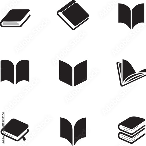 Book icons set vector art illustration.
