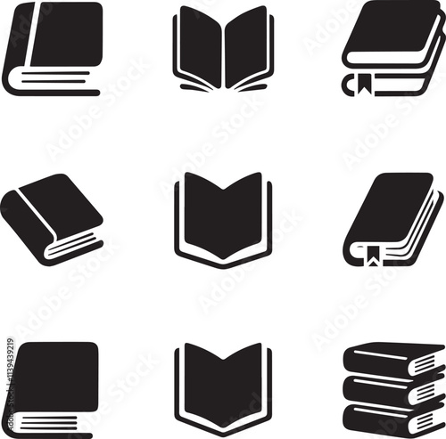 Book icons set vector art illustration.
