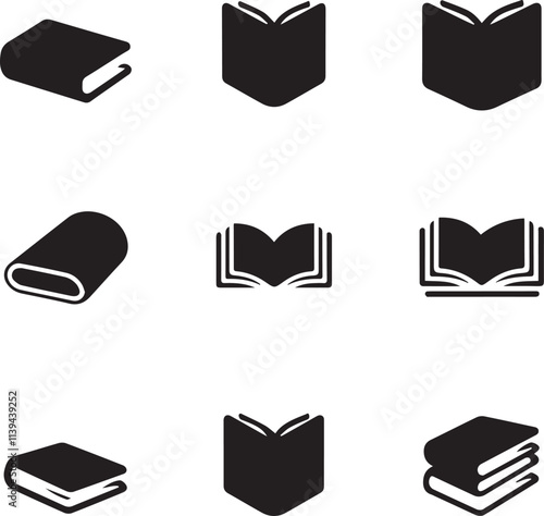 Book icons set vector art illustration.
