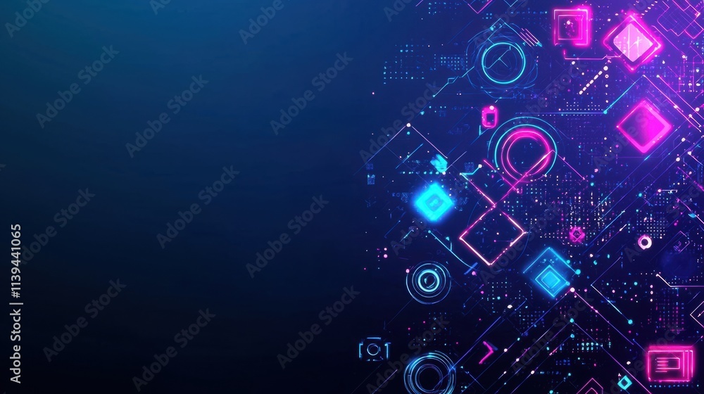 Obraz premium Dynamic digital design elements abstract background graphic illustration modern technology environment futuristic viewpoint