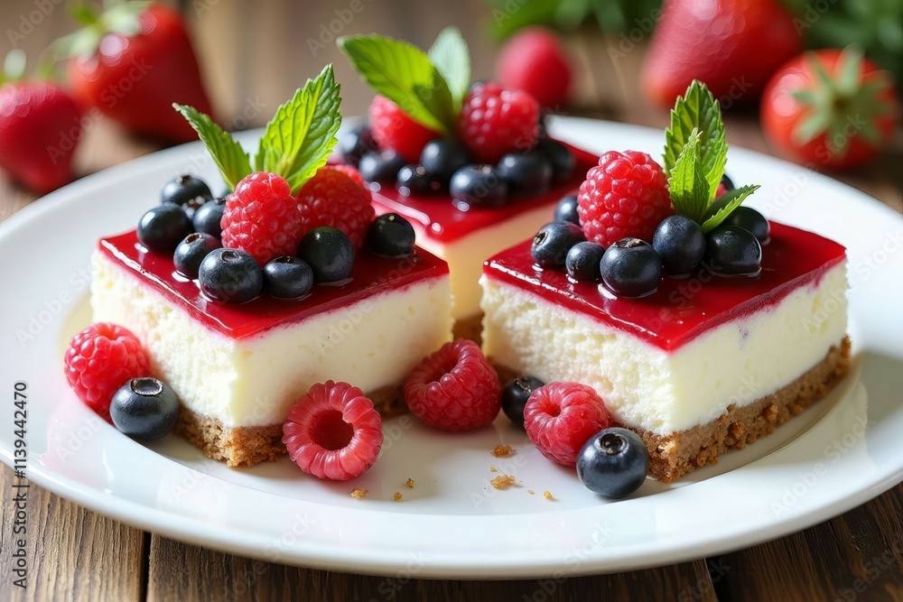 Delicious Raspberry Blueberry Cheesecake Squares Delicious Raspberry Blueberry Cheesecake Squares