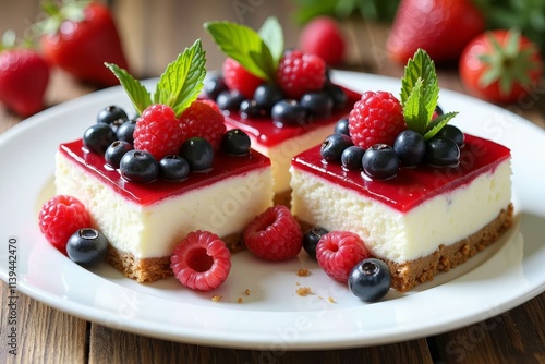 Delicious Raspberry Blueberry Cheesecake Squares