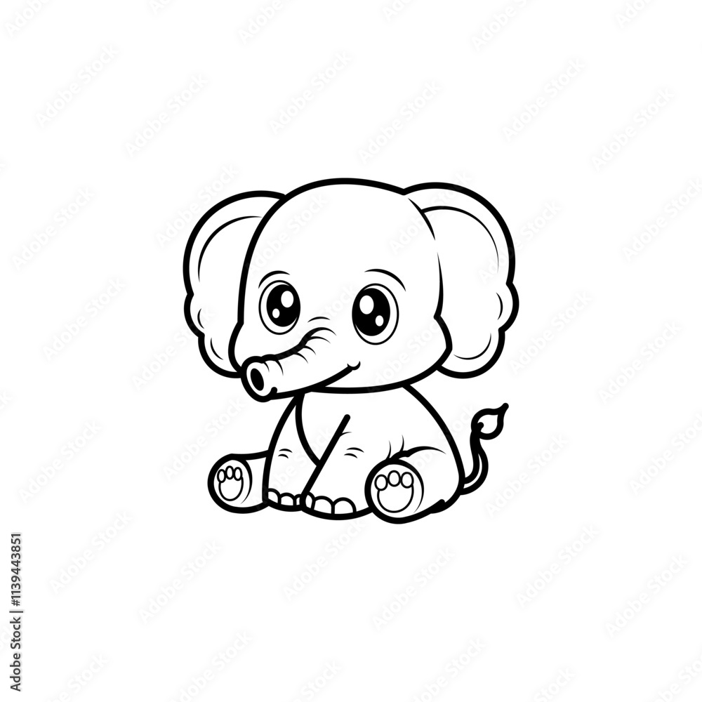 Obraz premium elephant outline on white background