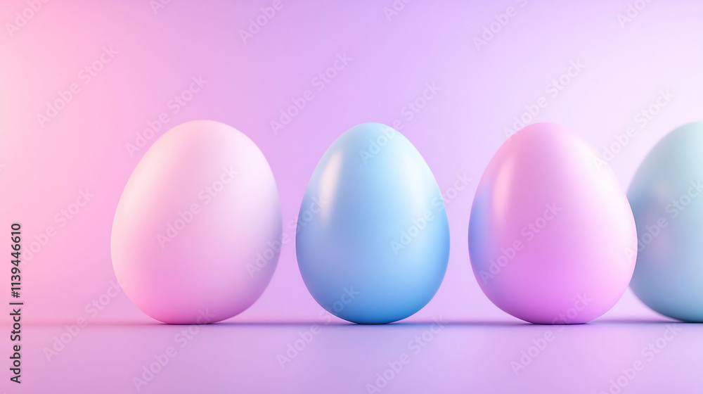 Colorful pastel eggs arranged in a soft gradient background. Colorful pastel eggs arranged in a soft gradient background.