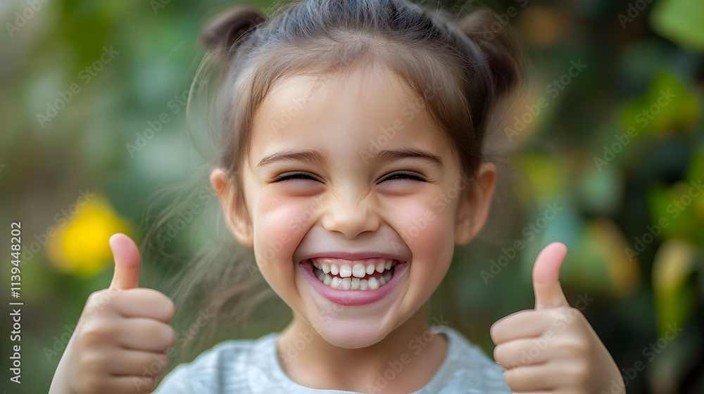 A laughing girl giving a thumbs up. A laughing girl giving a thumbs up.