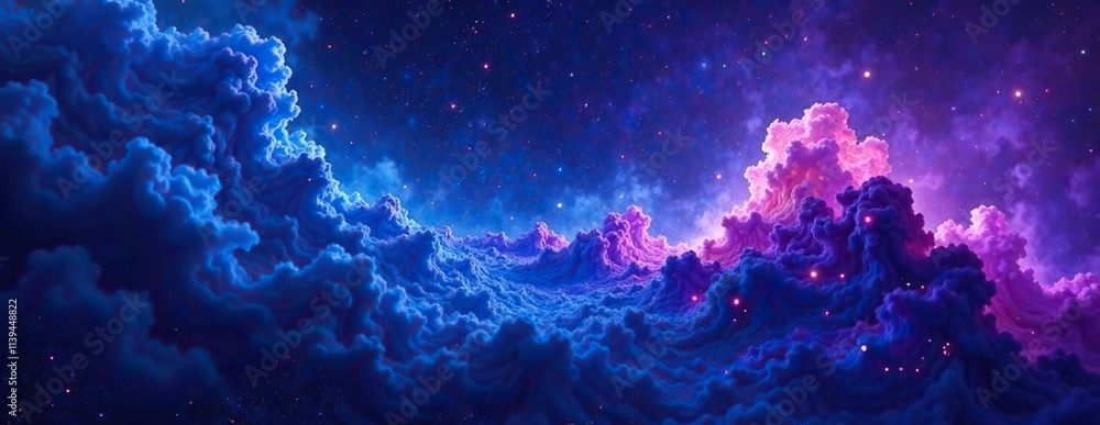 Fototapeta premium Dark blues swirl with purples in cosmic gradient, gradients, space
