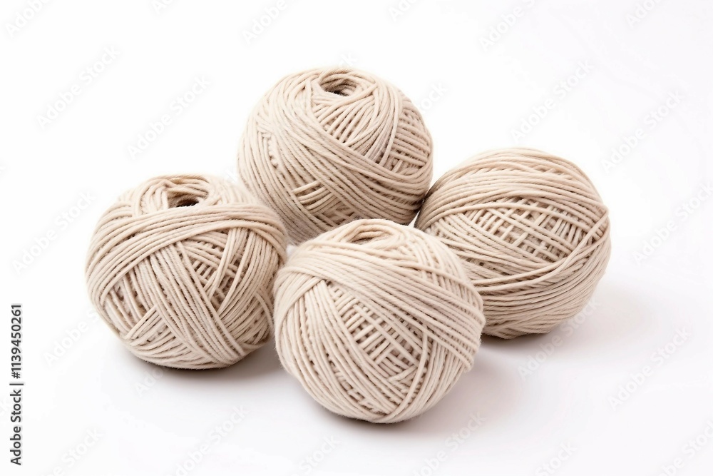 Neutral Yarn Bal , Isolated white background, flat lay Neutral Yarn Bal , Isolated white background, flat lay