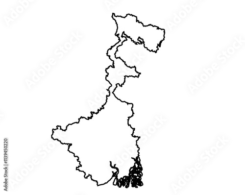Minimalist Line Art Map of West Bengal