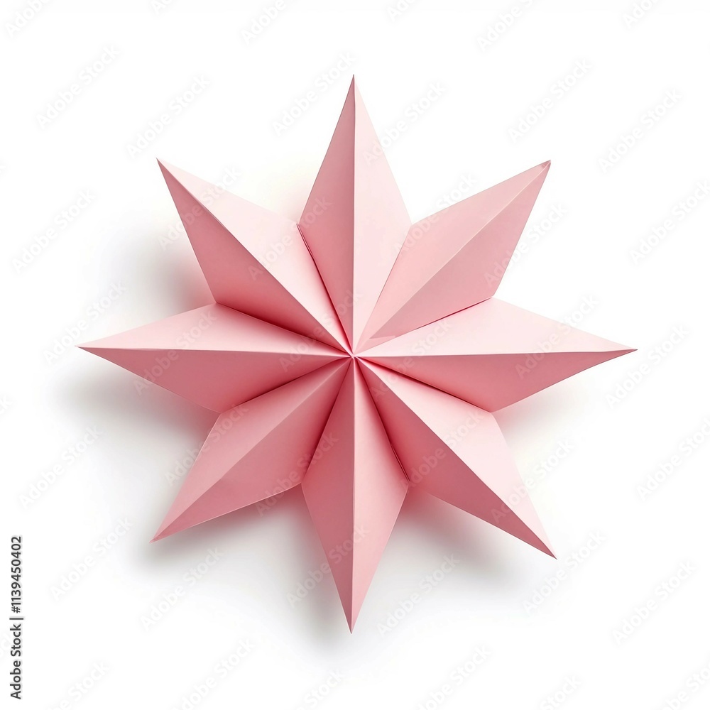pink star ornament , Isolated white background, flat lay pink star ornament , Isolated white background, flat lay