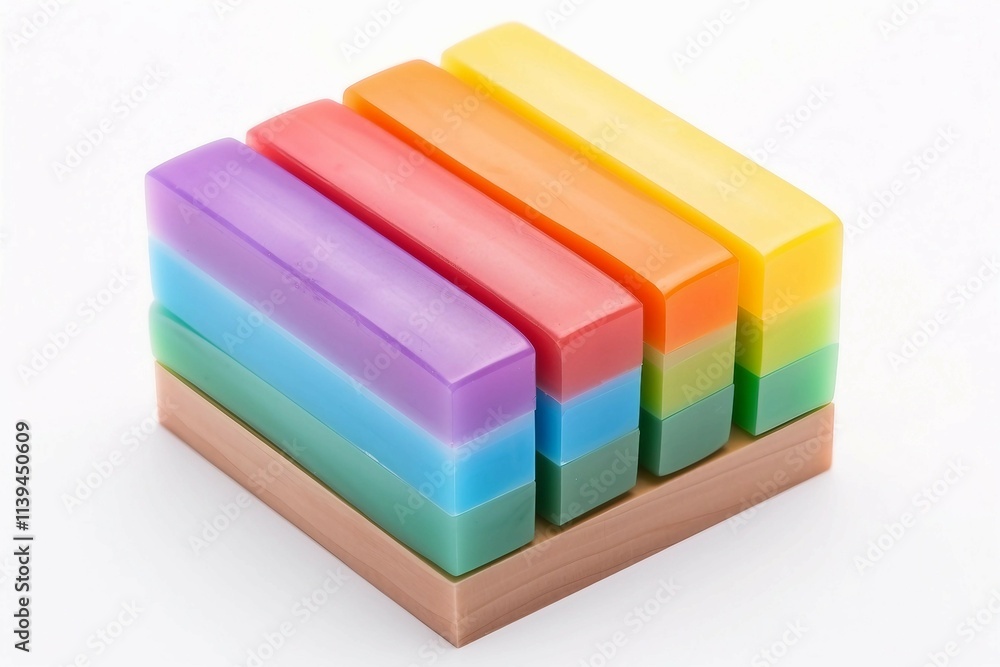 Rainbow Soap, Isolated white background, flat lay Rainbow Soap, Isolated white background, flat lay