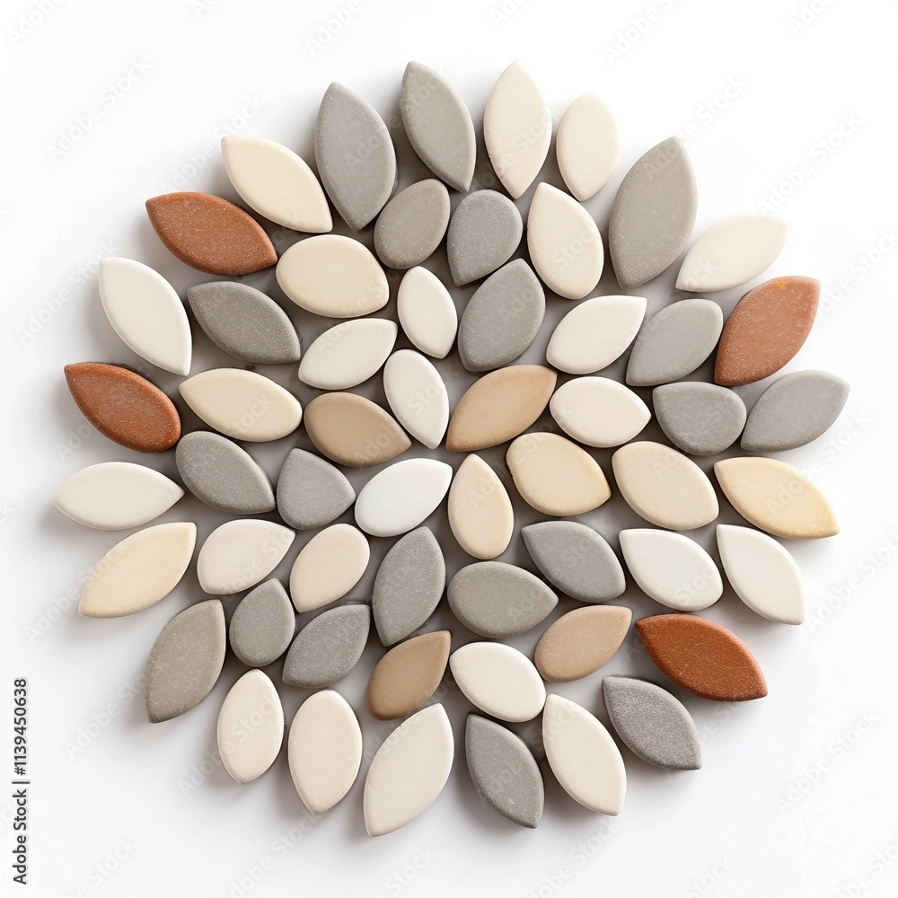 multicolored stones , Isolated white background, flat la multicolored stones , Isolated white background, flat la