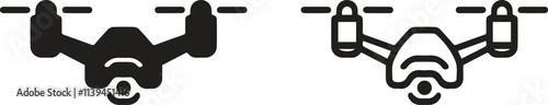 Simple drone icons are isolated on a white background. silhouette outline and fill in the drone icon 