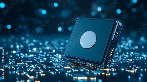 A close-up of a vintage hard drive with a blurred background, showcasing the intricate details of the technology, evoking a sense of nostalgia for older computing devices and highlighting the evolutio photo