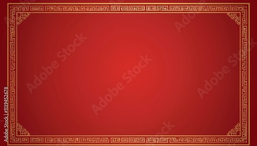 Chinese New Year Red Background with Golden Frame