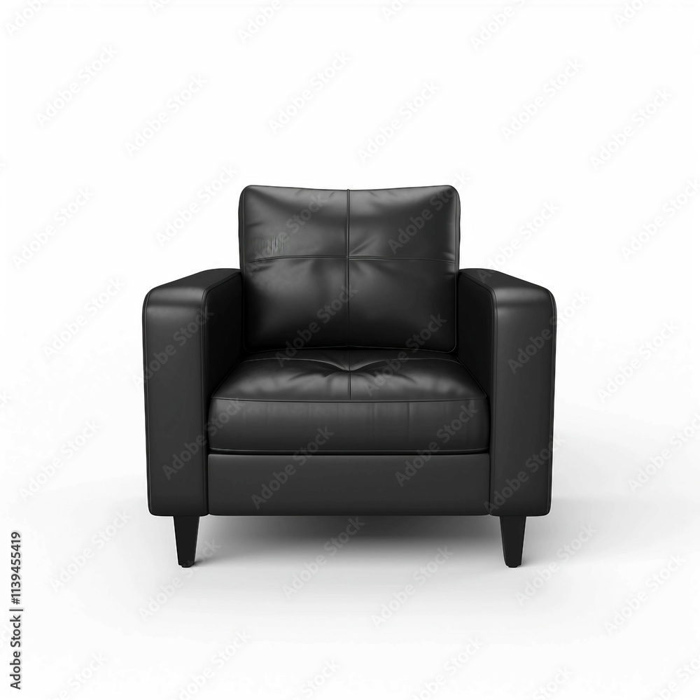 Fototapeta premium black arm chair , Isolated white background, flat lay