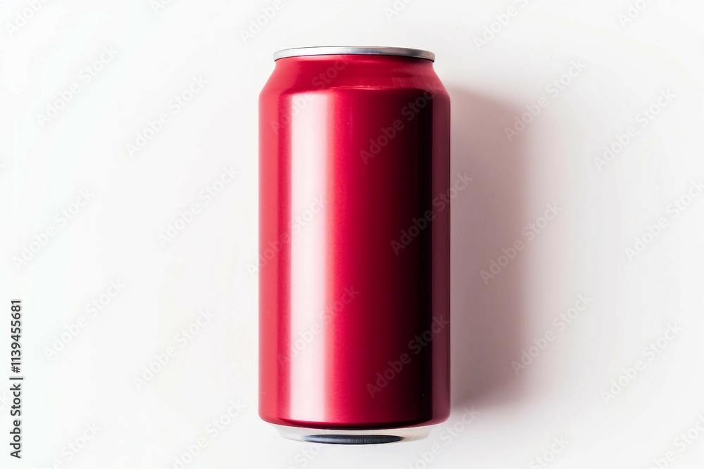 Red Canned Beverage , Isolated white background, flat lay Red Canned Beverage , Isolated white background, flat lay