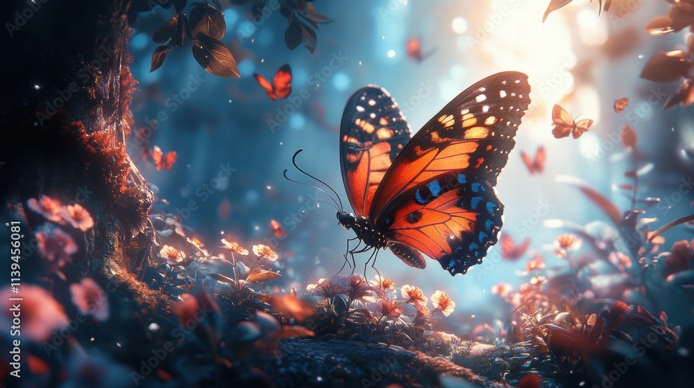 Magical Butterfly in Enchanted Forest Magical Butterfly in Enchanted Forest