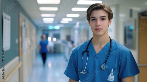 Medical professional with stethoscope in hospital setting