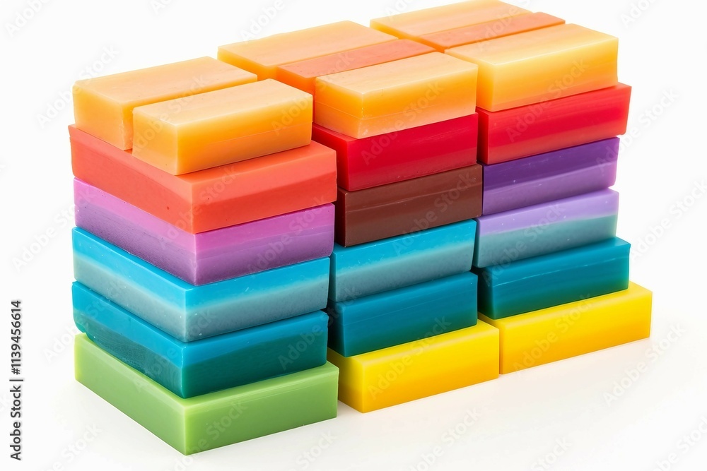Obraz premium Rainbow Soap, Isolated white background, flat lay