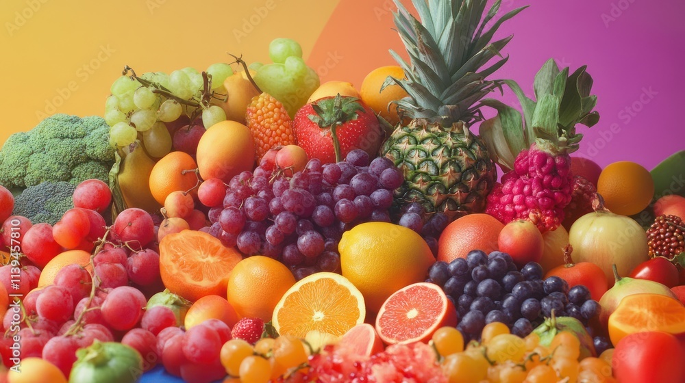 Vibrant Still Life of Fresh Fruits and Vegetables Vibrant Still Life of Fresh Fruits and Vegetables