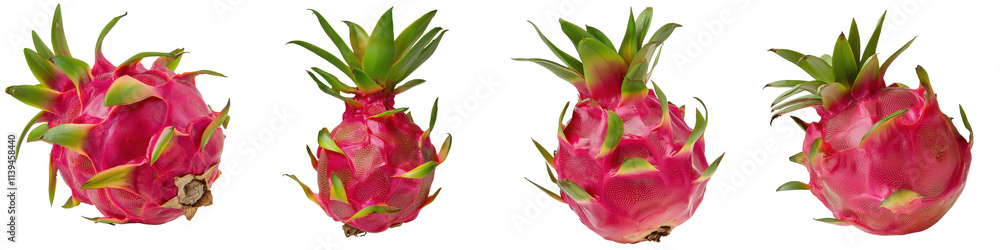 Chinese New Year, Lunar snake year. Vibrant dragon fruit arranged in a row showcasing its unique texture and color. Chinese New Year, Lunar snake year. Vibrant dragon fruit arranged in a row showcasing its unique texture and color.