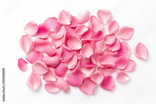 Pink Rose Petals , Isolated white background, flat lay