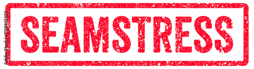 Seamstress Stamp Transparent Seal, Red Grunge Seamstress Word Rubber Stamp Seal