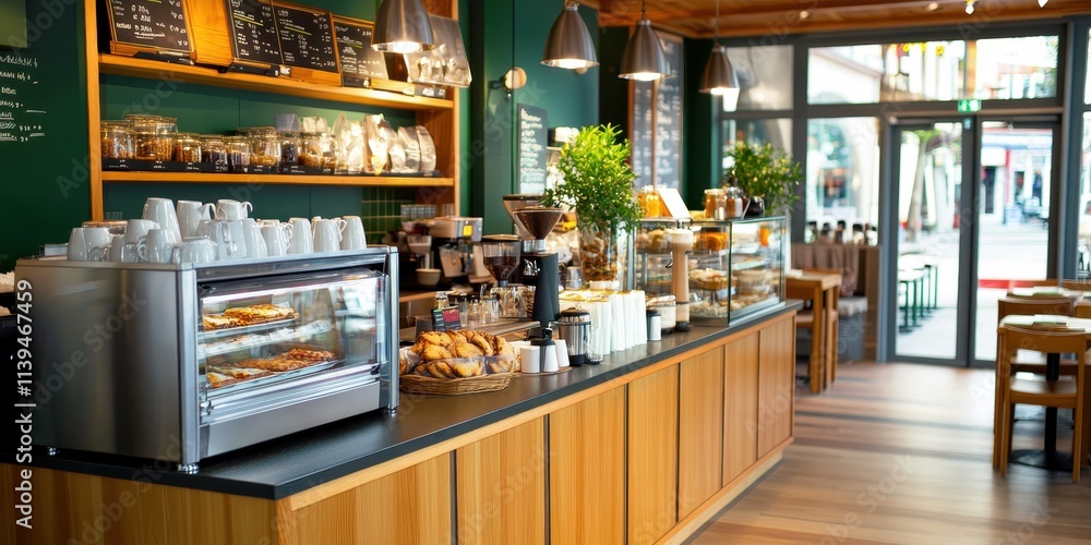 A cozy caf? interior featuring adjustable lighting that creates a warm and inviting atmosphere for guests. A cozy caf? interior featuring adjustable lighting that creates a warm and inviting atmosphere for guests.