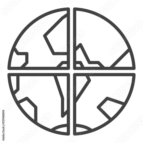 Earth Planet vector Multipolarity thin line icon or symbol