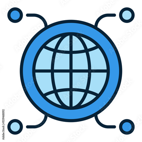 Multipolarity International Relations vector round blue icon or logo element
