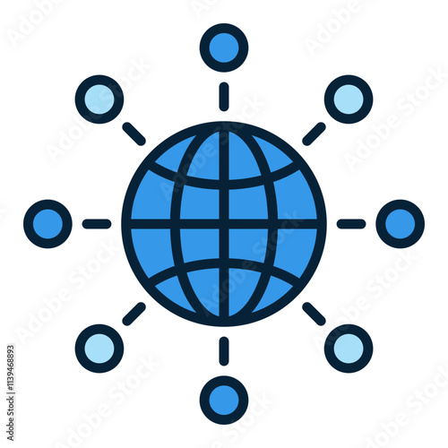 Multipolarity vector World Globe with Circles blue icon or sign