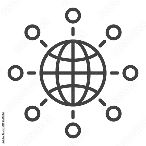 Multipolarity vector Earth Globe with Circles icon or symbol in outline style