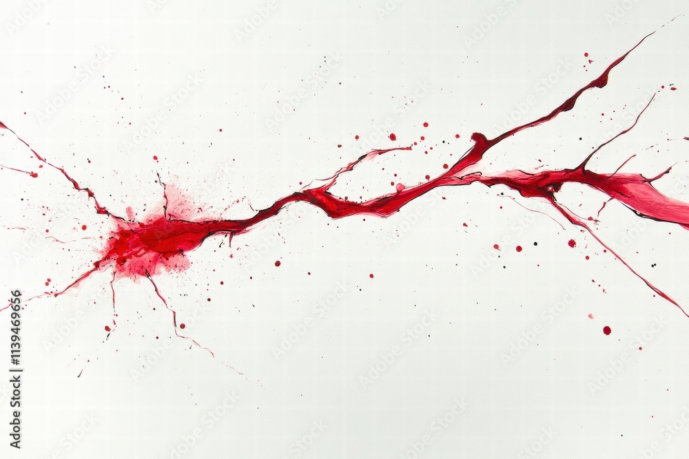 Fototapeta premium Abstract Red Ink Splash on White Background