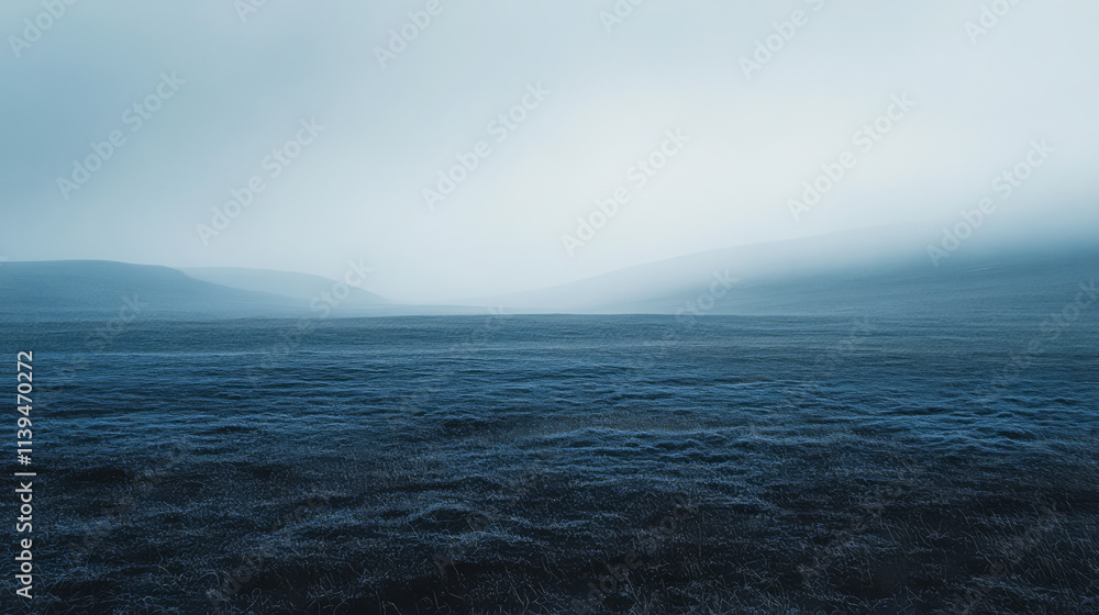 Foggy landscape under soft light in tranquil natural setting Foggy landscape under soft light in tranquil natural setting