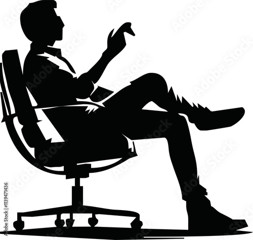 People sitting silhouette illustration. Person pose while sit down