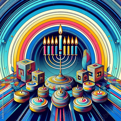 324 Hanukkah in Israel Op Art with a sense of peace and tranquil