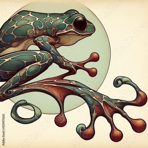 59 Art Nouveau Frog Leg A frog's leg painted in Art Nouveau styl photo