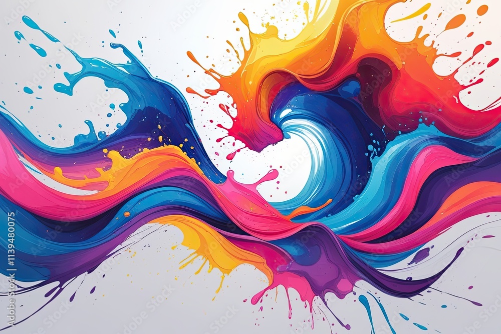 Vibrant Artistic Paint Wave Ribbon Brushstroke in Radiant Splash Flow Vibrant Artistic Paint Wave Ribbon Brushstroke in Radiant Splash Flow