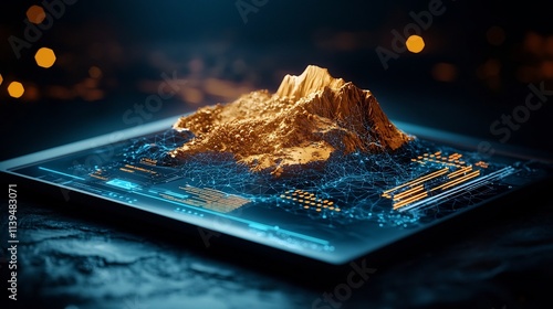 Detailed map of a rare earth element deposit integrated with a virtual twin simulation analyzing the feasibility of extraction and processing for sustainable resource management