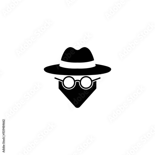 Spy Secret Agent logo, Private Incognito Mode Icon, Secure Browsing. Anonymous spy Agent Vector