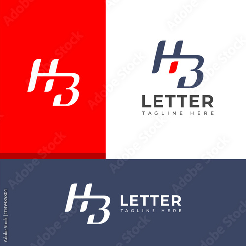 Creative HB, BH letter logo design template elements. Modern abstract digital alphabet letter logo