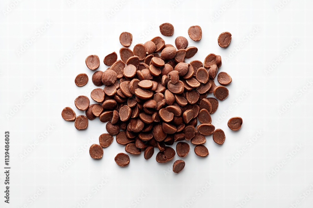 Chocolate Chips on White Background Chocolate Chips on White Background