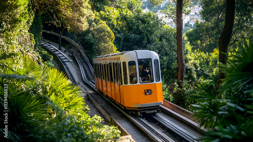 The Gloria Funicular in Lisbon, connecting downtown with Bairro Alto.