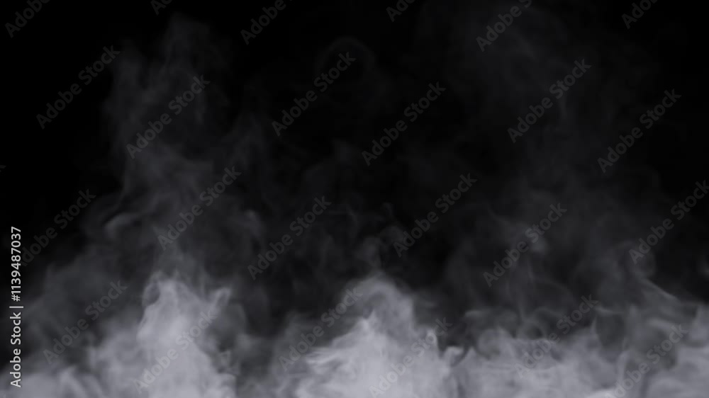 Mysterious smoke clouds floating movement on dark background effect rendering