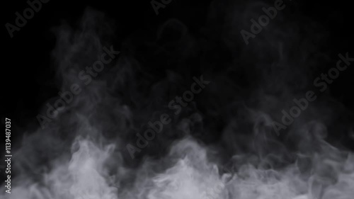 Mysterious smoke clouds floating movement on dark background effect rendering