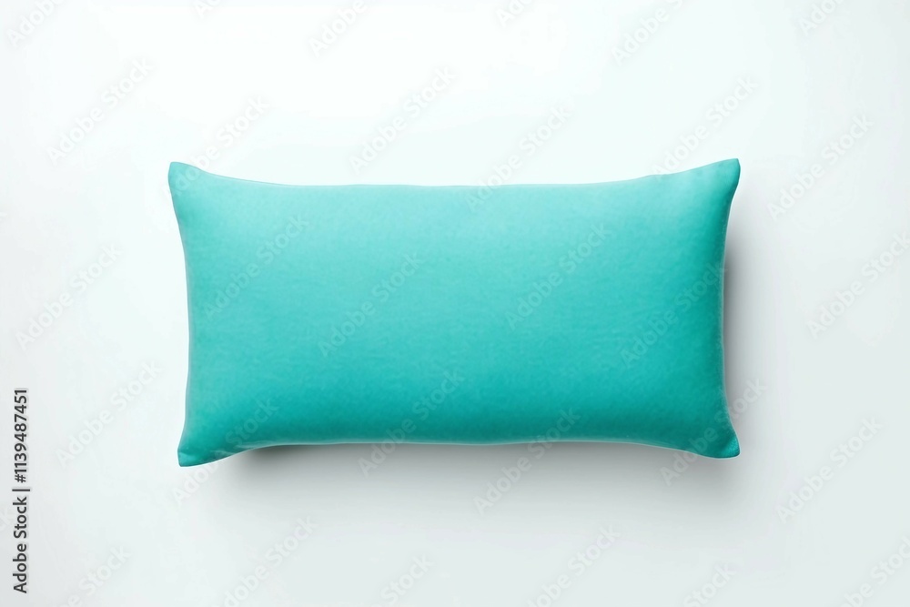 Light Blue Pillow , Isolated white background, flat lay Light Blue Pillow , Isolated white background, flat lay