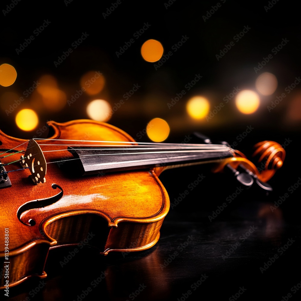 Fototapeta premium Golden Hour Violin A Musical Instrument in Soft Light