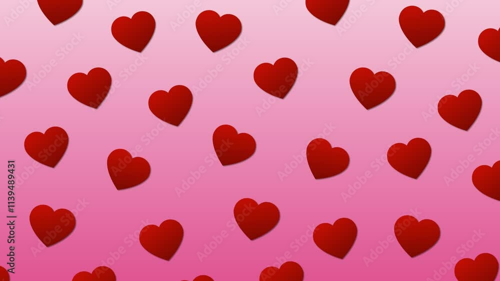 Animated graphics of red heart on gradient pink background. Animated graphics of red heart on gradient pink background.